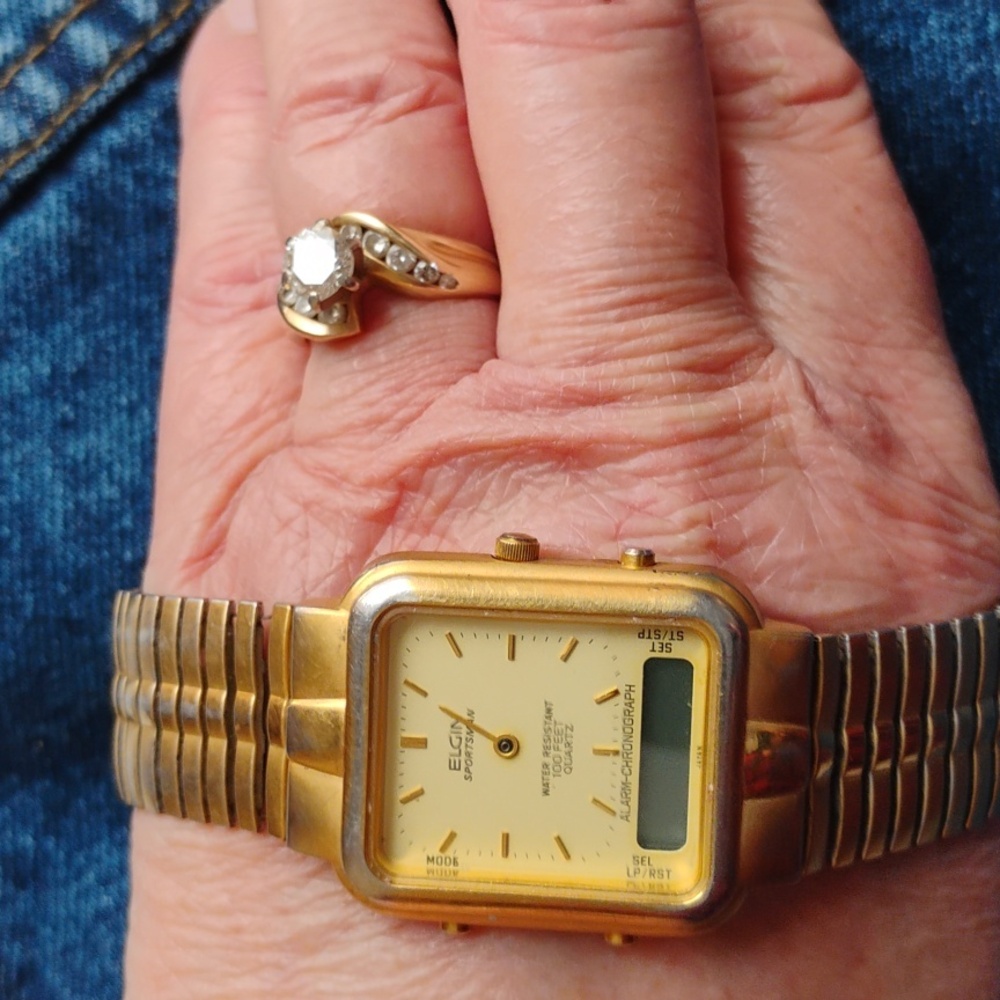 Vintage ELGIN GOLD TONE SPORTSMAN'S WATCH ⌚